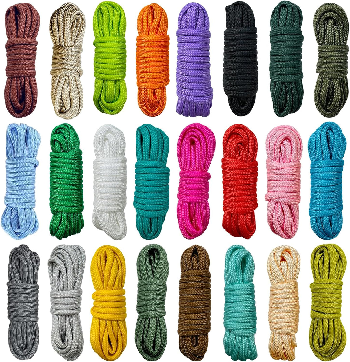 24 Colors Paracord Cord Multifunction 550lb Paracord Crafting Kit for Making Lanyards, Bracelets, Dog Collars and DIY Projects