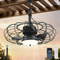AHAWILL 20" Black Outdoor Ceiling Fan with Light and Remote/APP,3CCT 6 Speed Gazebo Fan Outdoor Hanging Hook,IP65 Waterproof Plug in Ceiling Fan for Patios, Garage, Porch, Pergola,Canopy