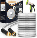 Garden Hose 50 ft, Stainless Steel Water Hose with 10 Function Nozzle