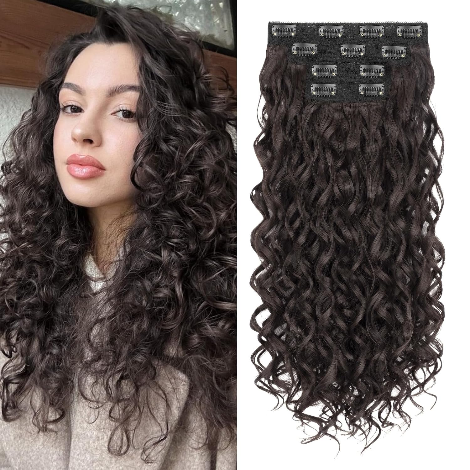 20 inch Curly Clip In Hair Extensions (4pcs)