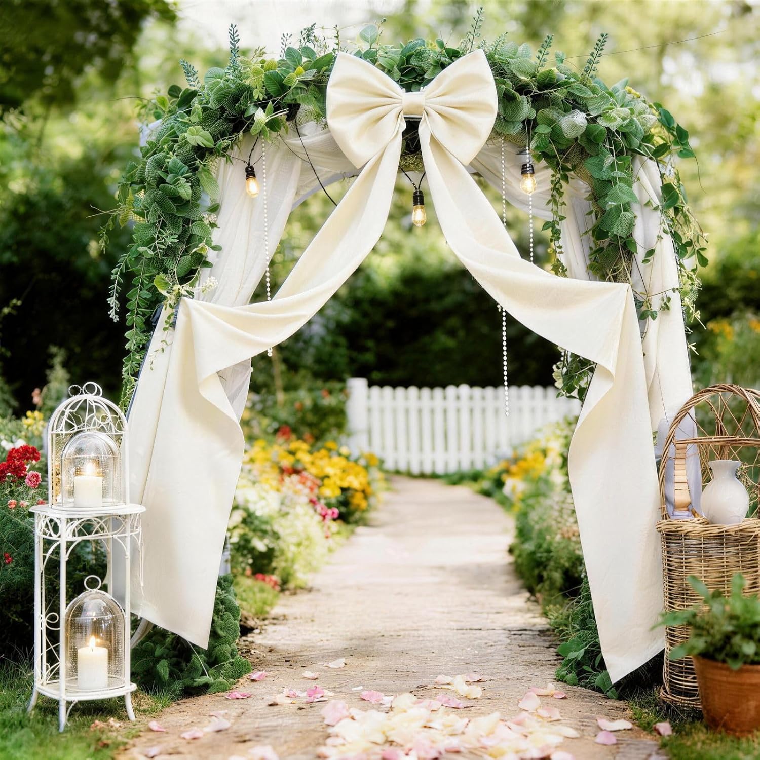 Extra Long Satin Ivory Bow for Coquette Room Decor