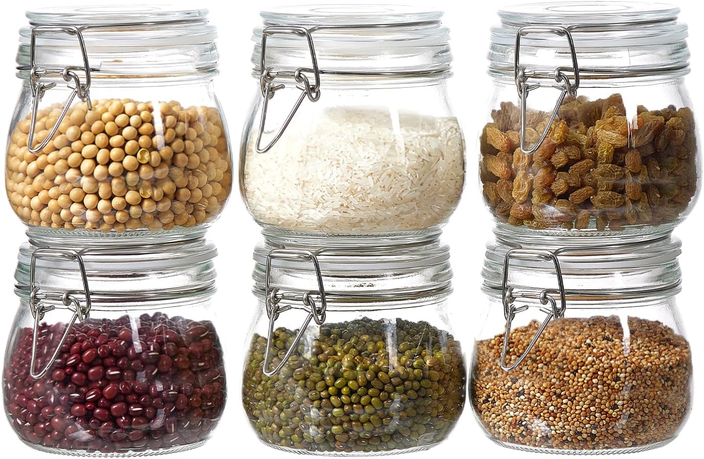 6 Pack 17oz Food Storage Jars with Airtight lids