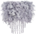 Waneway Feather Lampshade with Acrylic Droplets, Fluffy Lamp Shade for Ceiling Light, Pendant Light, Chandelier, Table Lamp or Floor Lamp, Bedroom Living Hallway Decoration, White
