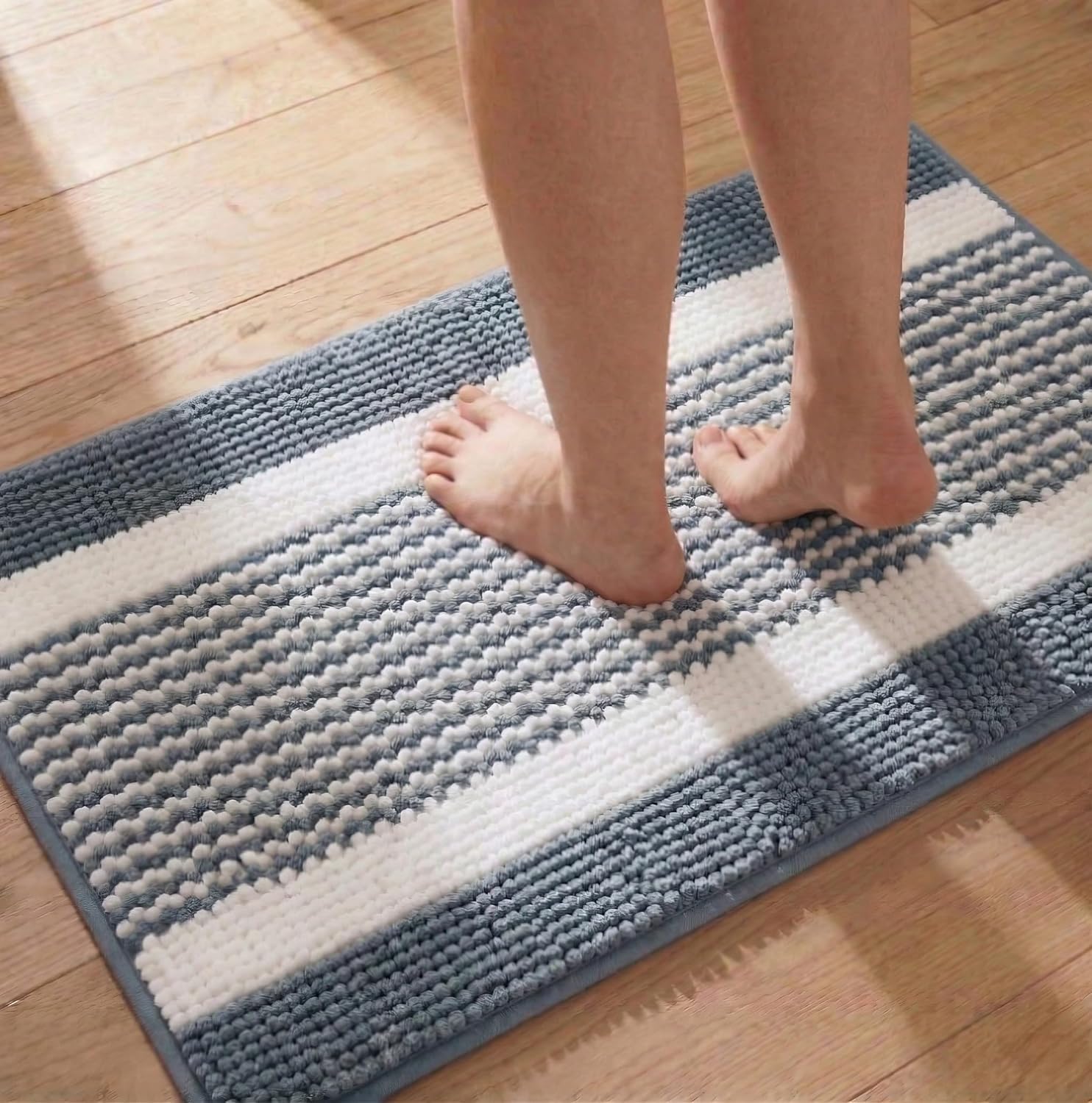 Bath Mat 24x16 inch Grey Stripes