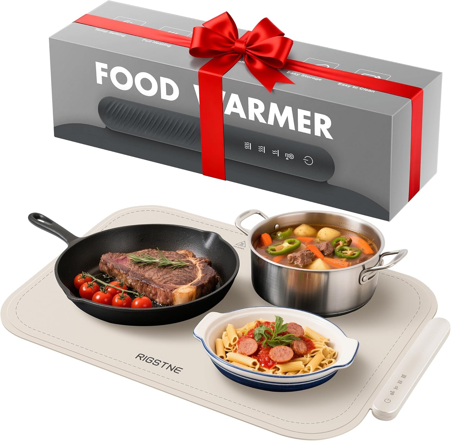 Food Warming Mat, Food Warming Tray with 3 Adjustable Temperature