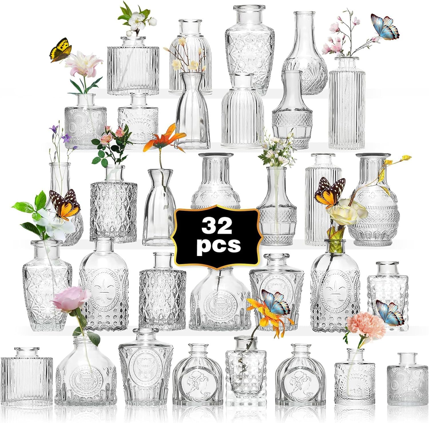Anquephd Glass Bud Vase Set of 32PCS Wedding Centerpieces