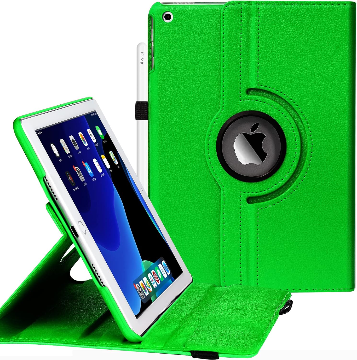 Case for iPad 9th Generation(2021)/ 2020 iPad 8th Generation/ 2019 iPad 7th Generation for 10.2 Inch iPad Case Covers, 360 Degree Rotating Protective iPad Case with Sleep Function (Green)