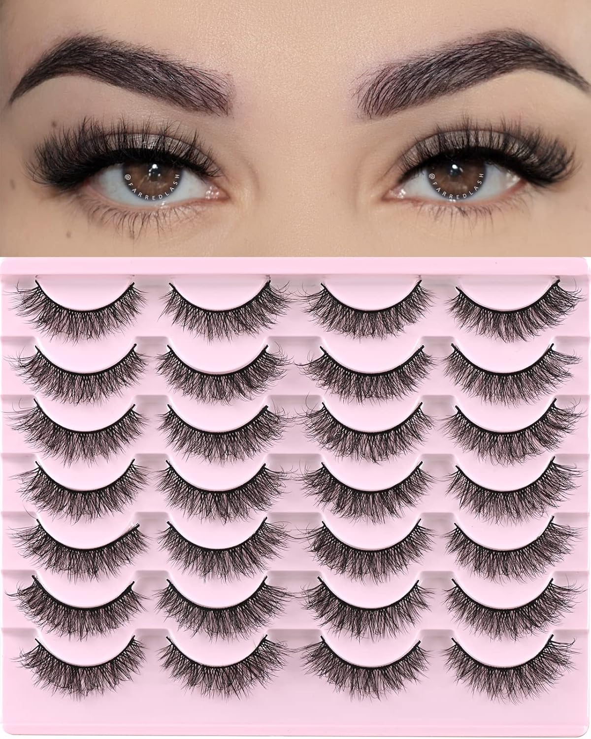 FARRED Natural Lashes Short Eyelashes Wispy False Mink Lash