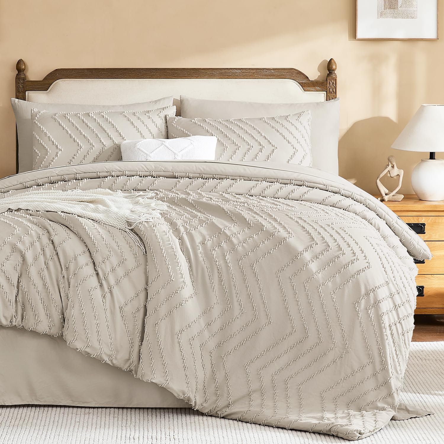 Litanika King Size Comforter Set with Sheets Beige