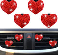 4PCS Heart-Shaped Car Vent Clips with Rhinestone