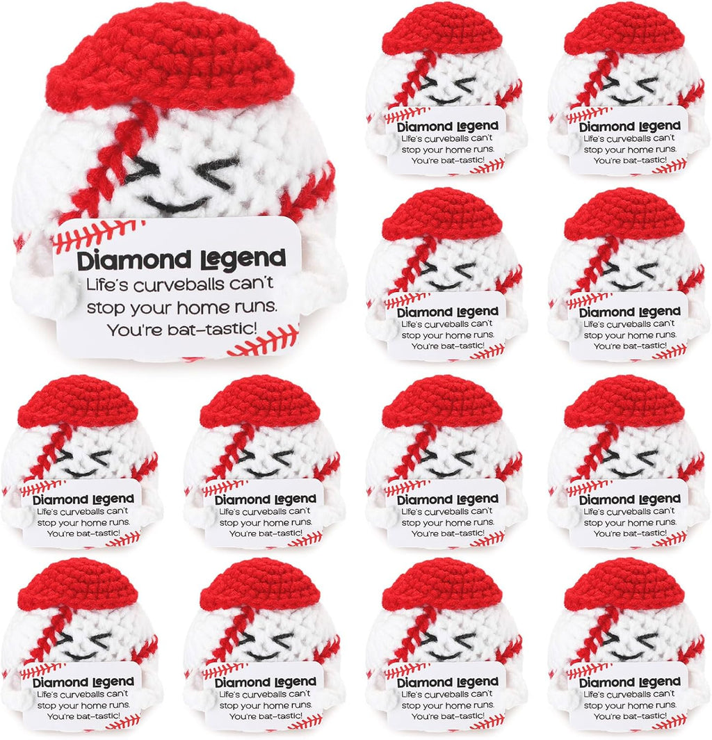 Motionchic 12 Pcs Crochet Teacher Appreciation Gifts Bulk Handmade Crochet Baseballs.