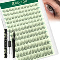KEYYOU Lash Clusters Kit Natural 8-16MIX C Curl â€“ Wispy Fluffy Lash Extension Kit 144pcs with Bond & Seal, Applicators Eyelash Clusters for DIY at Home for Natural Salon Look(Jungle)