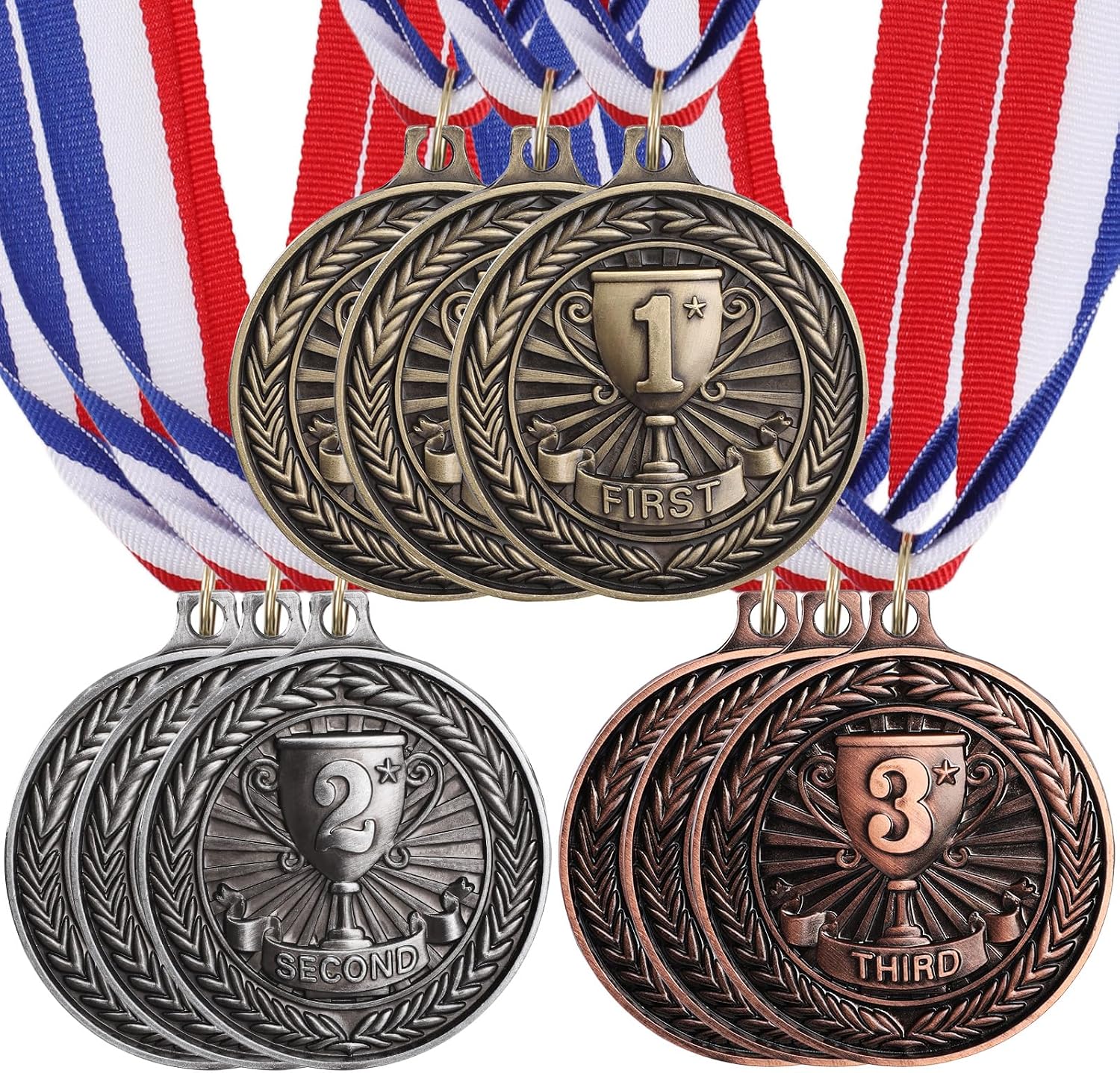 WD&CD 9Pcs Medals for Awards 1st 2nd 3rd, Medals for Adults Sports Party Soccer Basketball Competition Winner First Second Third Place Trophy Participation Gift