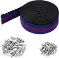 Threehoney 2 Inch Wide x 40 ft Chair Webbing Replacement Kit Upholstery Webbing Elastic Band to Repair Sagging Couch Chair Patio Furniture Metal Clips Patio Strap Repair Kit for Furniture (Blue)