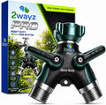 Hose Splitter 2 Way Heavy Duty Outdoor Faucet and Garden Connector - Water Spigot Splitter - Durable All-Metal Y Adapter with Shut-Off Valve - 4 x 4 x 1.5 Inches