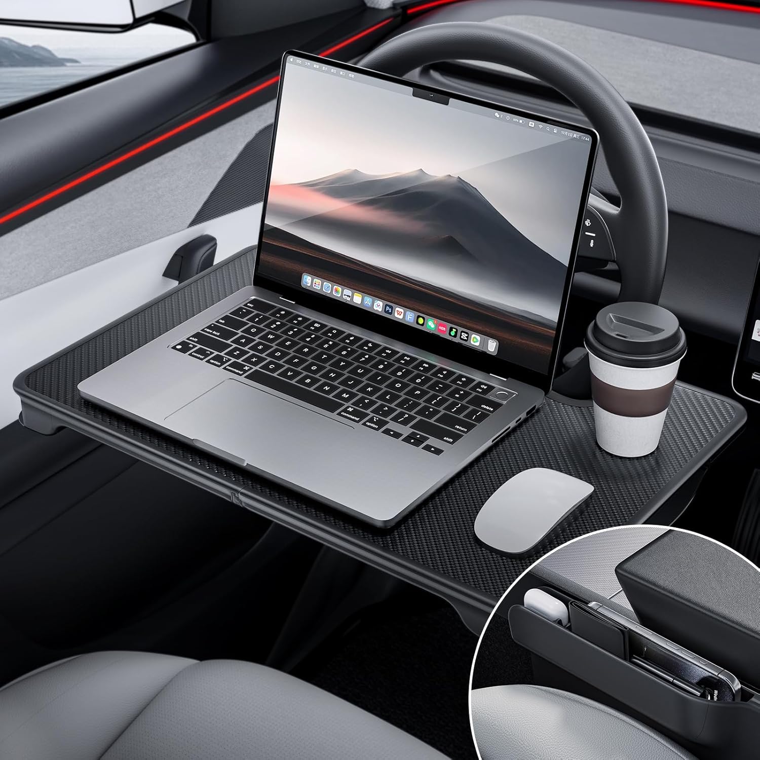 YONZEE 2-in-1 Car Steering Wheel Desk Tray