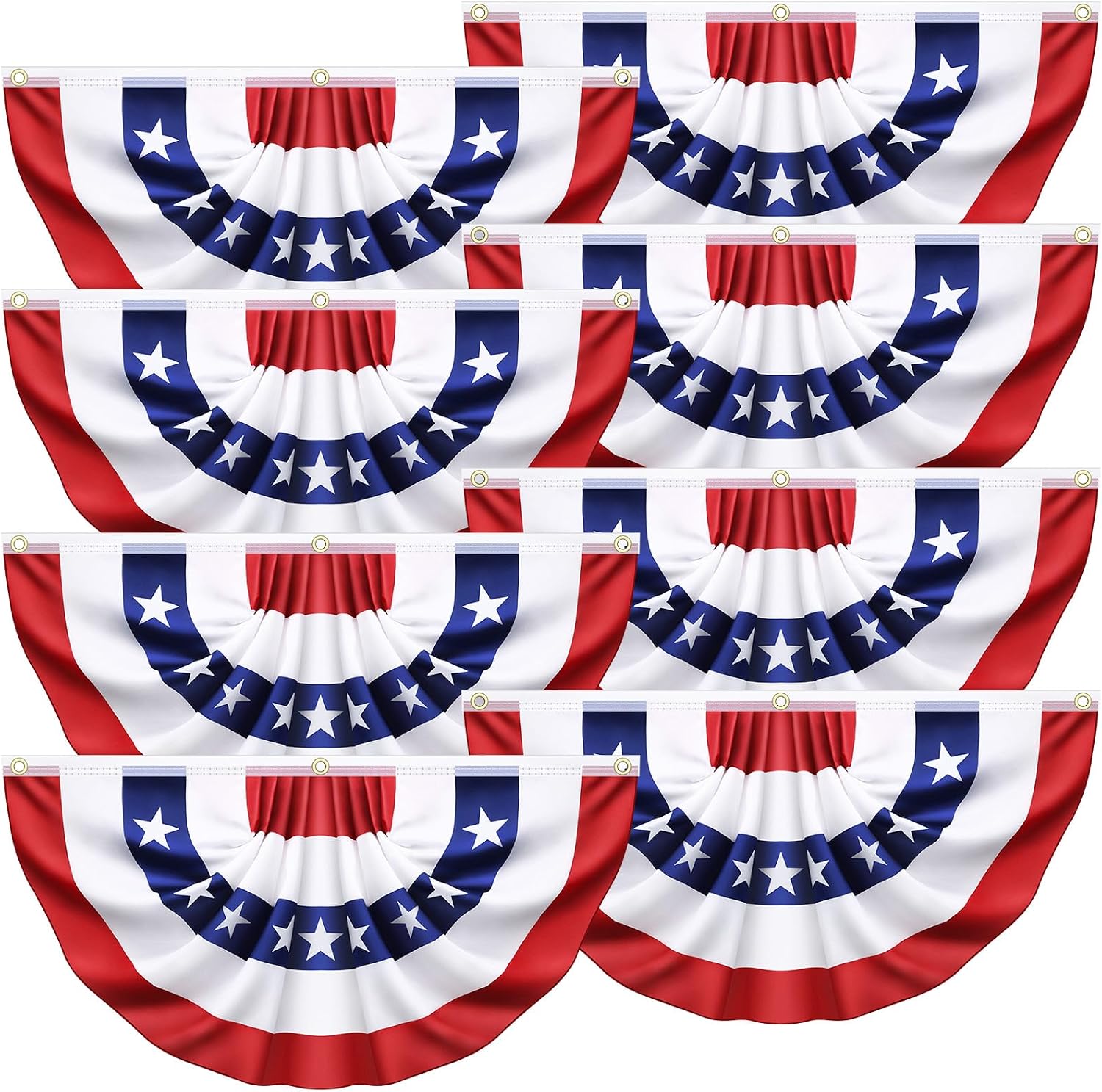 8 Pack Of USA Pleated Bunting Fan Flags.