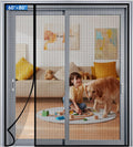 LONGEAS Magnetic Screen Door Left Right Side Opening Upgraded PET Mesh Greater Than Fiberglass and Polyester,Keep Bugs Out,Pet & Kid Friendly,Suitable for Sliding Doors,Patio French Doors-60" X 80"