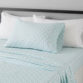 Breathable, Lightweight Brushed Microfiber 3 Piece Bed Sheet Set with 14-Inch Deep Pockets, Wrinkle-Resistant, Twin XL, Aqua Fern, Printed