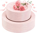 Set Of 100 Pink Plastic Plates.