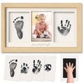 Inkless Hand and Footprint Kit, Boy, Girl, Newborn Keepsake - No Mess Ink Pad for Baby Handprint, Clean Touch Paw Print Kit for Dog Picture Frame, Personalized Baby Christmas Shower Gifts (Ash Wood)