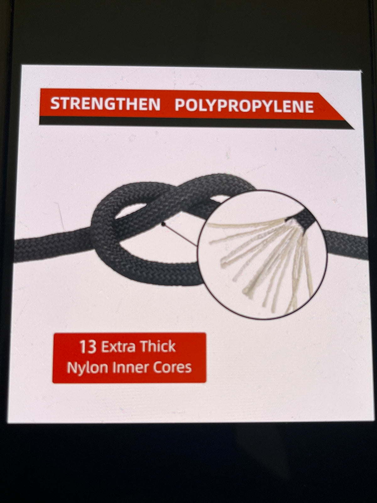UIAA static climbing rope 10.5 mm, 45M(150FT) black nylon rope