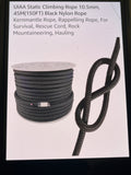 UIAA static climbing rope 10.5 mm, 45M(150FT) black nylon rope