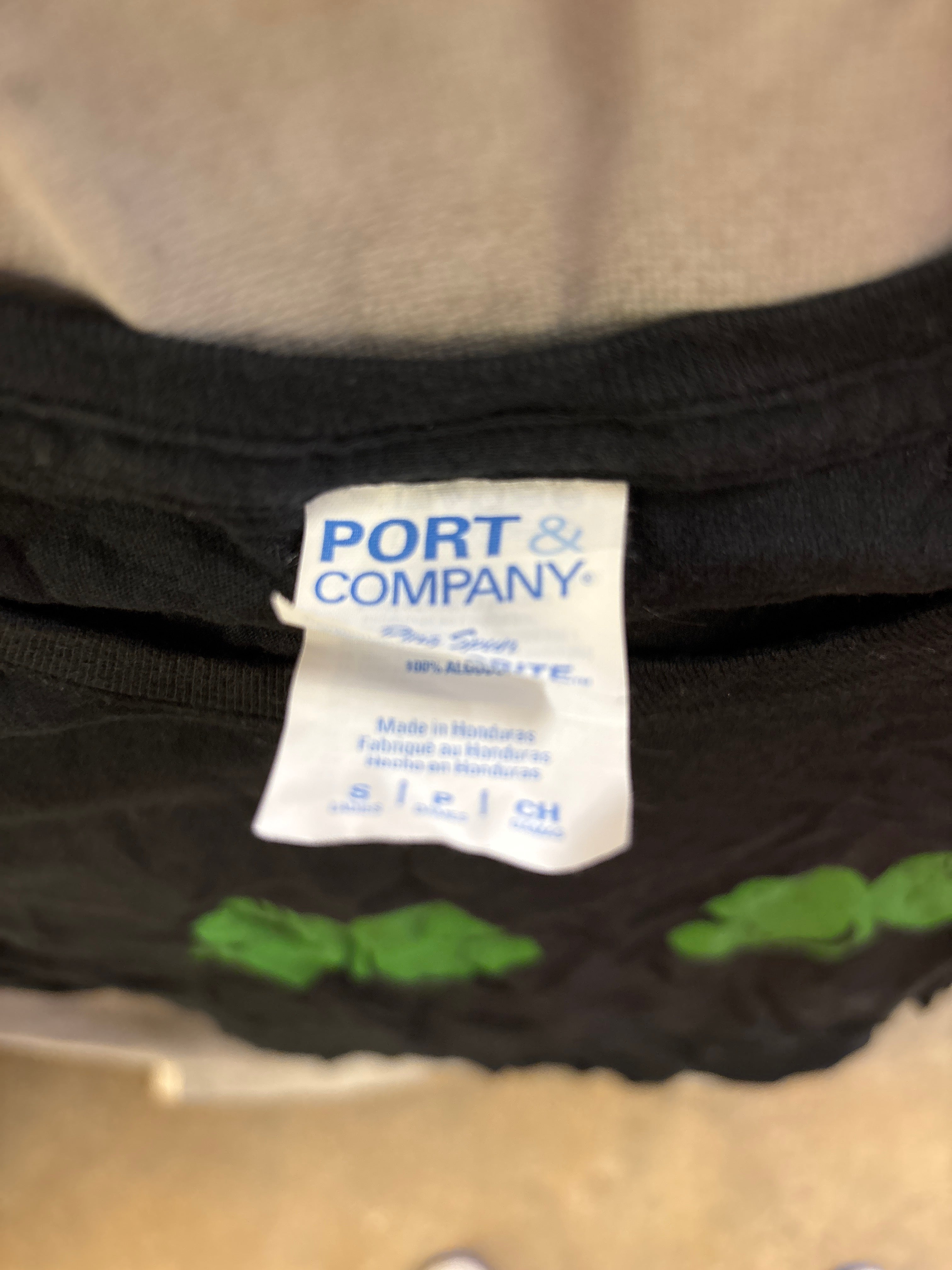Port and company black 4 leaf clover shirt