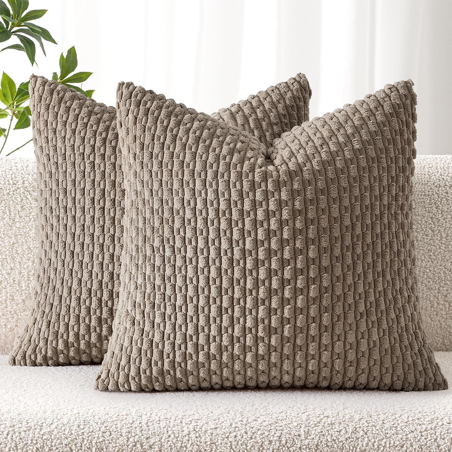 Decorative Throw Pillow Covers 18x18 inch Neutral Brown
