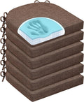 HOMELYSIAN Chair Cushions for Dining Chairs, Non Slip Chair Pads with Ties and Washable Covers, Memory Foam Kitchen Chair Cushions Set of 6, 16"X16"X2.5", Brown