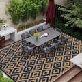 Reversible Mats, Plastic Straw Rug, Modern Area Rug, Large Floor Mat and Rug for Outdoors, RV, Patio, Backyard, Deck, Picnic, Beach, Trailer, Camping, Black & Brown, 8' x 10'