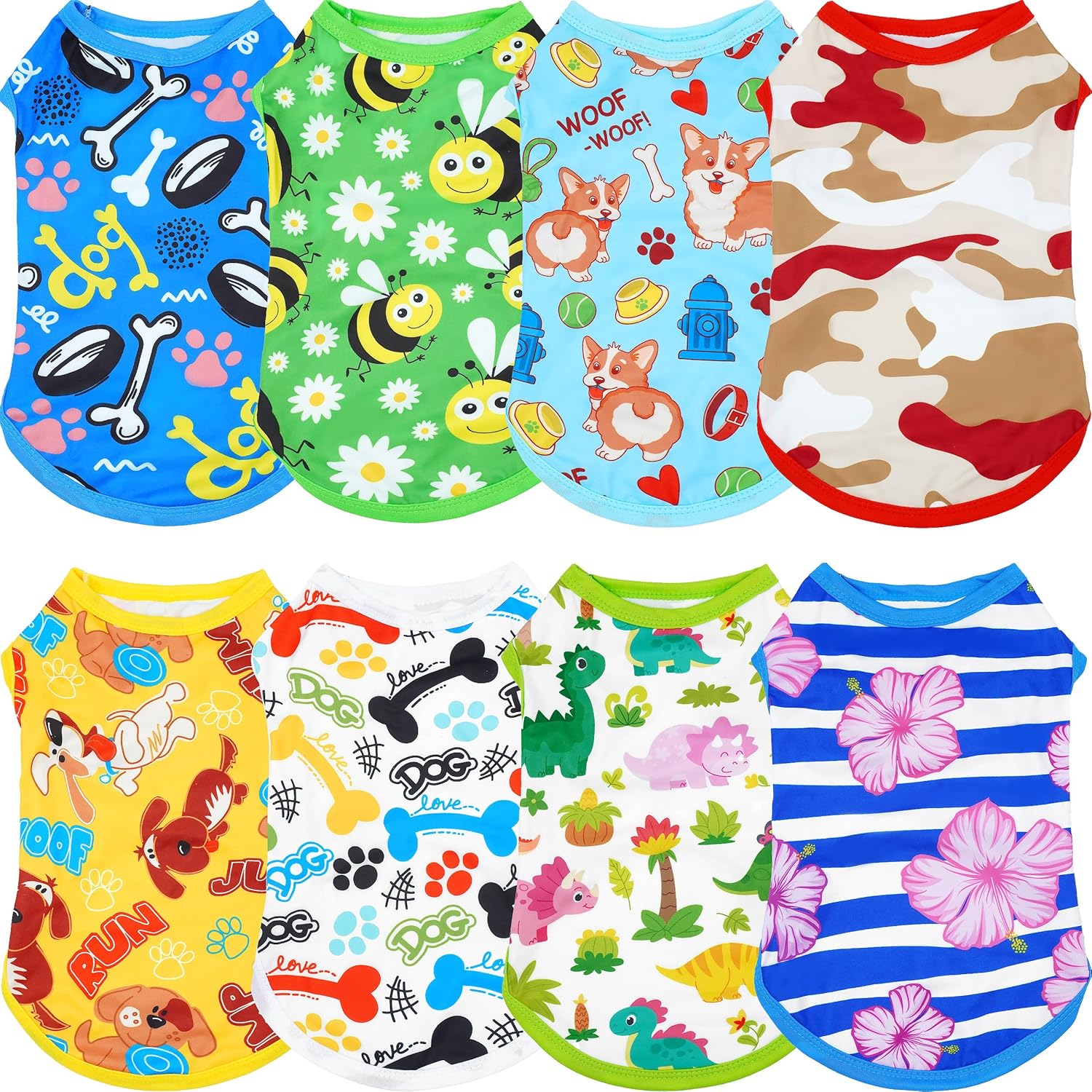 JpGdn 8PCS/Pack Dog Shirts Male for Extra Large Dog Boy Sleeveless T Shirts Tank Top Tee Vest