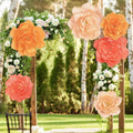Aneco 6 Pieces Large Paper Artificial Flowers 3D Crepe Tissue Flower Wall Decor for Wedding Birthday Bachelorette Bridal Shower Backdrop Table Centerpieces Party Supplies, Peach Pink, Ivory