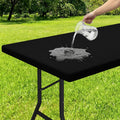 Smiry Rectangle Tablecloth, Elastic Fitted Flannel Backed Vinyl Tablecloths for 5ft Folding Tables, Waterproof Wipeable Table Covers for Indoor, Outdoor, Camping and Picnic (Black, 42"x60")