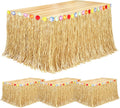 Fovths 4 Pack Luau Grass Table Skirt Natural 9 Feet x 29.5 Inch Hawaiian Table Skirt for Tropical Hawaiian Party Decorations Luau Party Costume Party, Straw Yellow