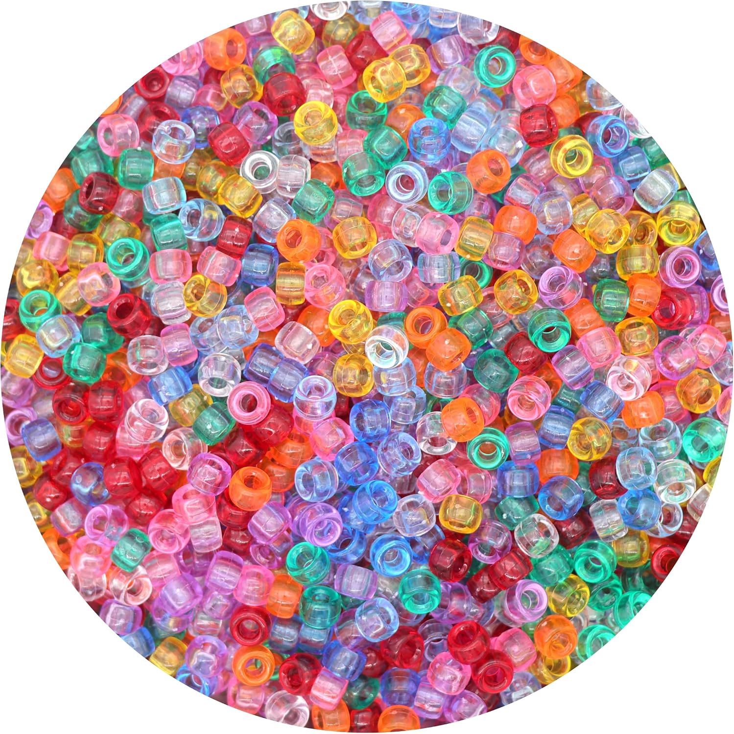 Transparent Clear Pony Beads for Friendship Bracelets for Jewelry Making 1000 Pcs Plastic Colourful Beads for 6x9mm for DIY Bracelet Necklace Party Decoration Supplies