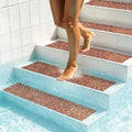 LifeGrip Outdoor Anti Slip Stair Treads 5-Pack, 8" X 32" Waterproof Rubber Grip Tape for Outdoor Stairs, Pool, Garden and Deck, Barefoot-Friendly Non Slip Step Strips, Brown