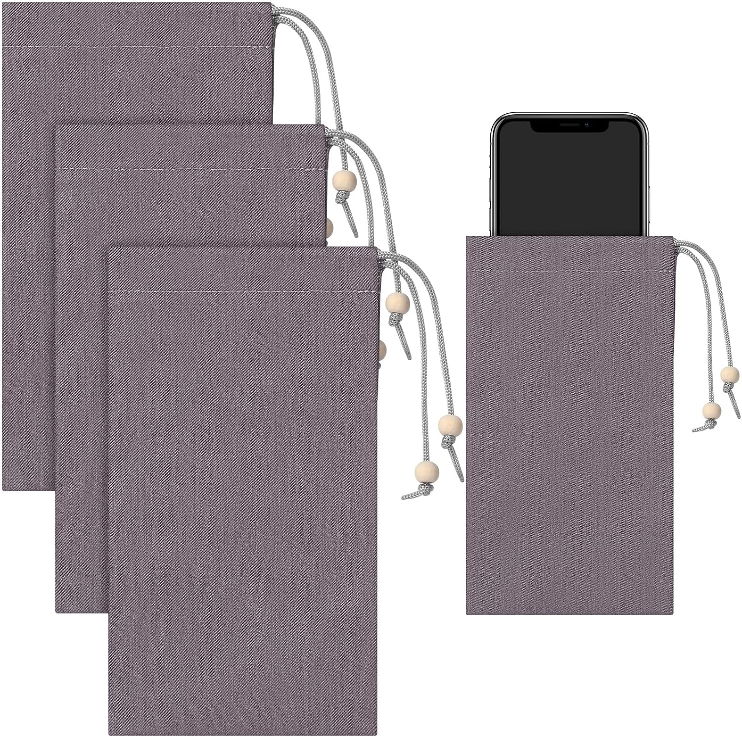 Ribbonlic 3 Pcs Emf Blocking Phone Case Emf Shield Sleeve Protection Cell Phone Pouch Fits in Pocket Smartphone Case Shield Bag Defense Against Signal Intrusion GPS and Signal, 7.5" x 4"(Gray)
