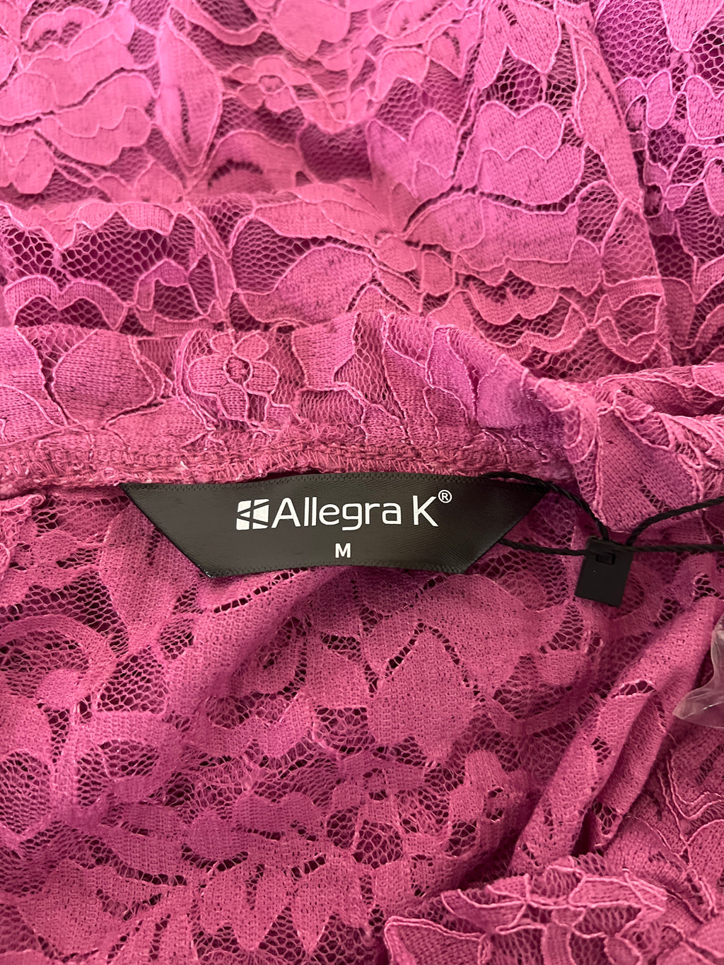 Allegra K purple floral lace sleeveless shirt