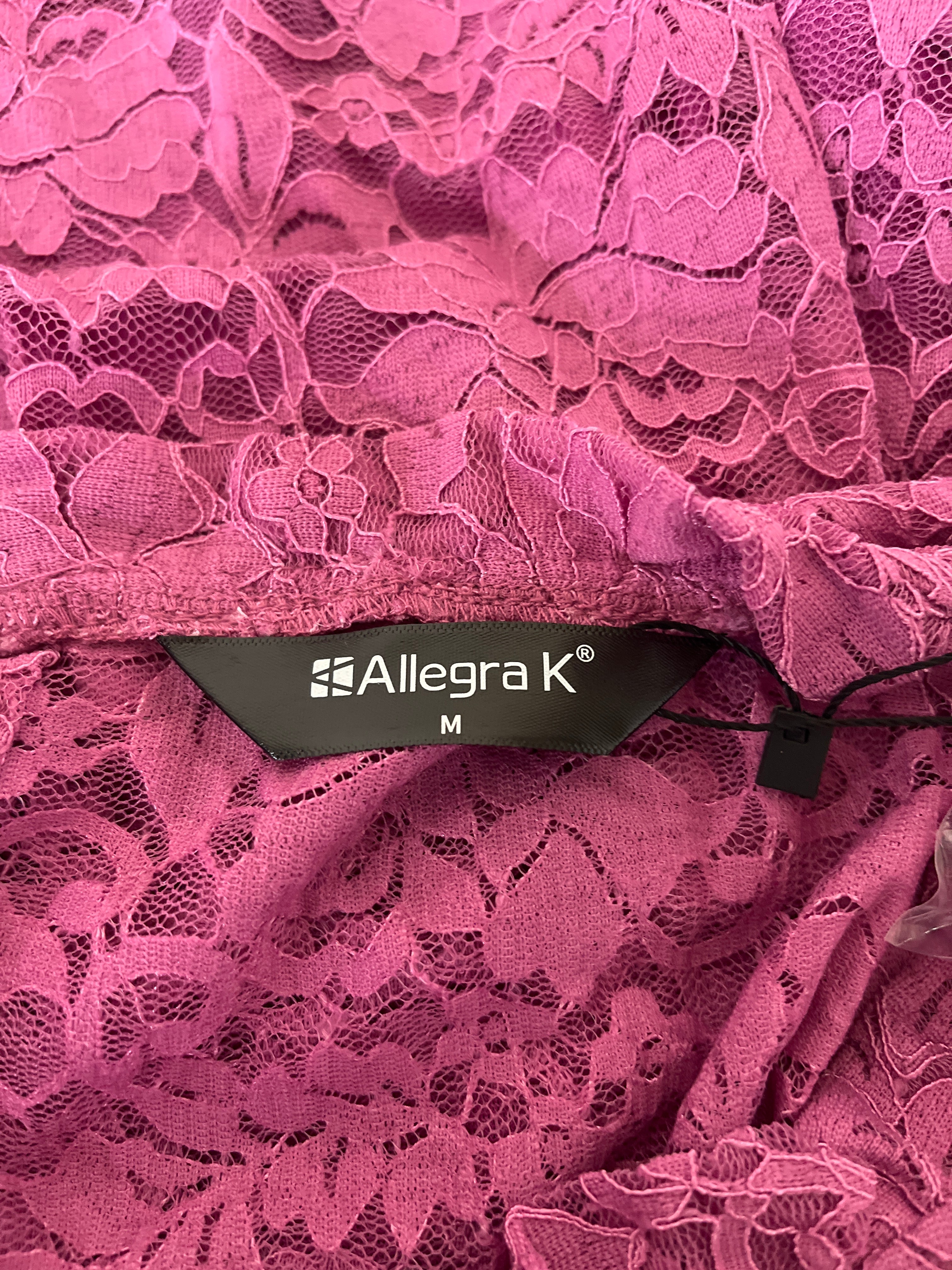 Allegra K purple floral lace sleeveless shirt