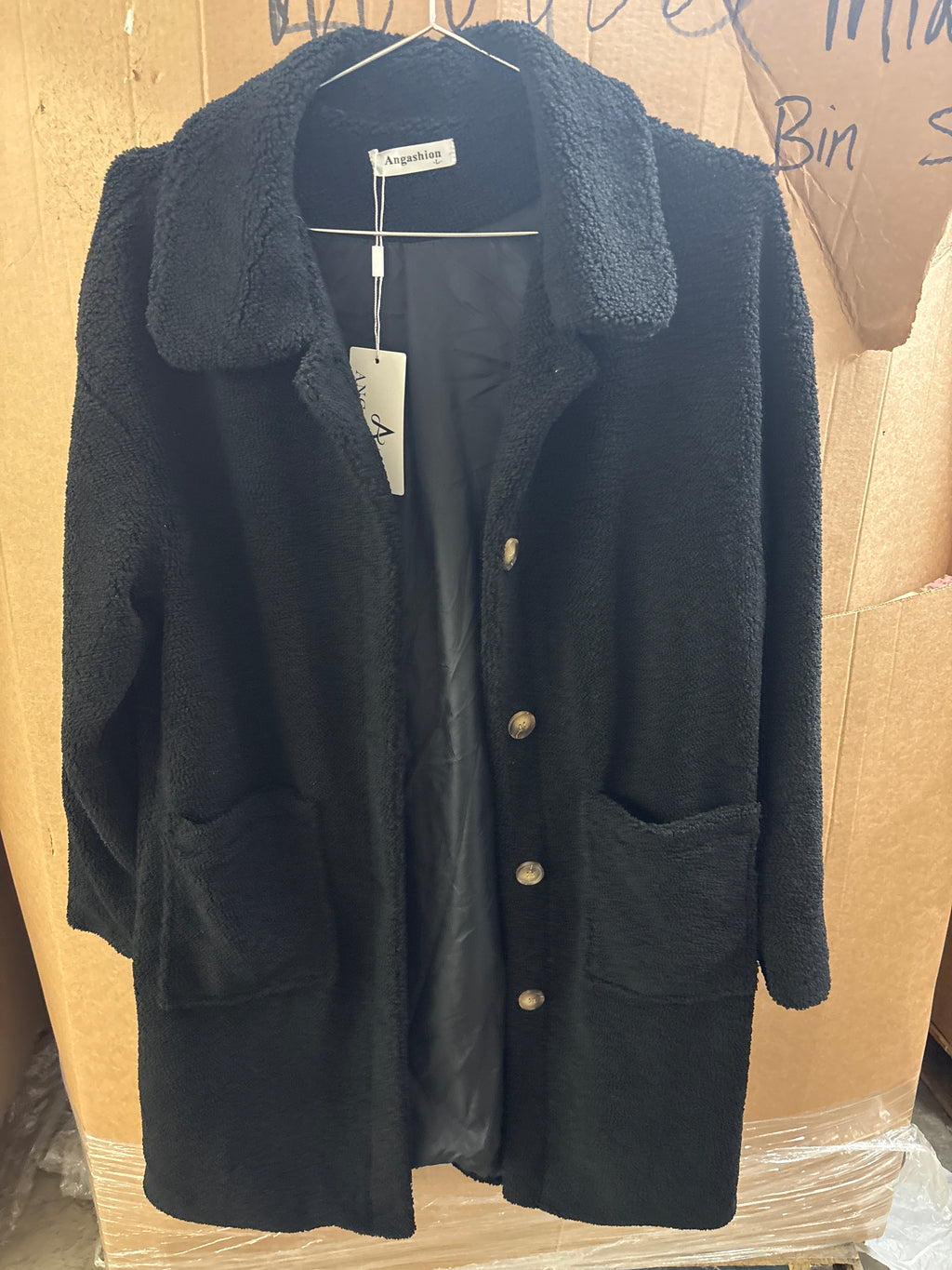 Angashion fuzzy dress coat women’s (large)
