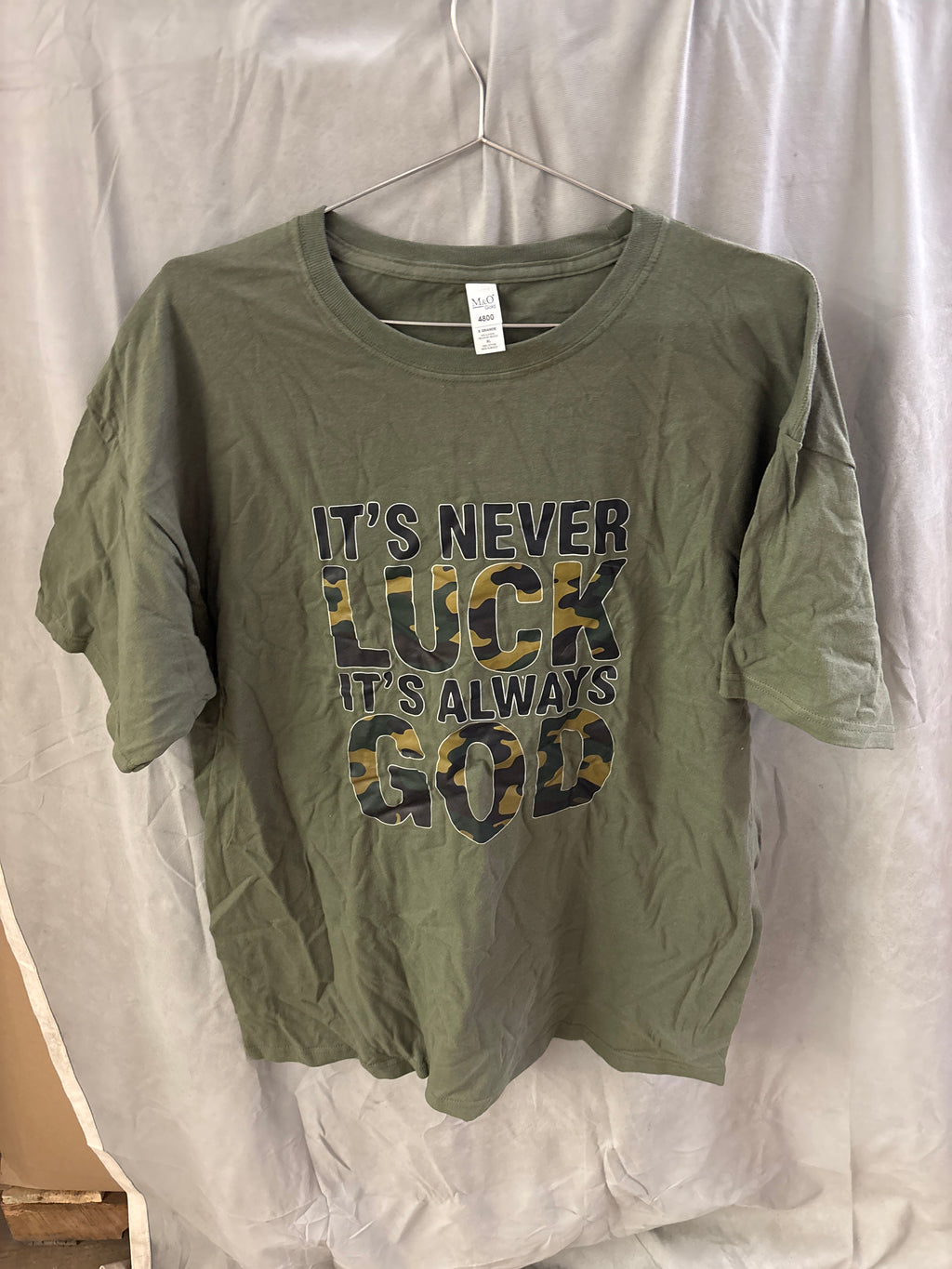 Men’s it’s never luck it’s always god tshirt (XL)
