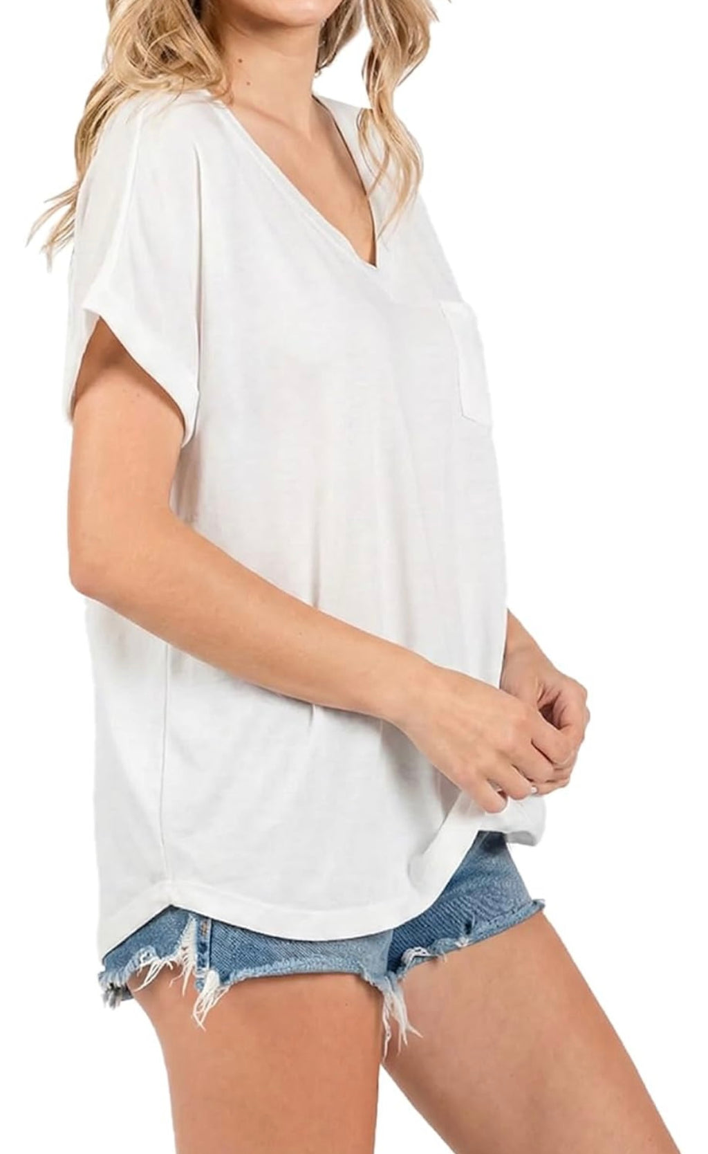 Womens Summer V Neck Short Sleeve T Shirts (XXL)