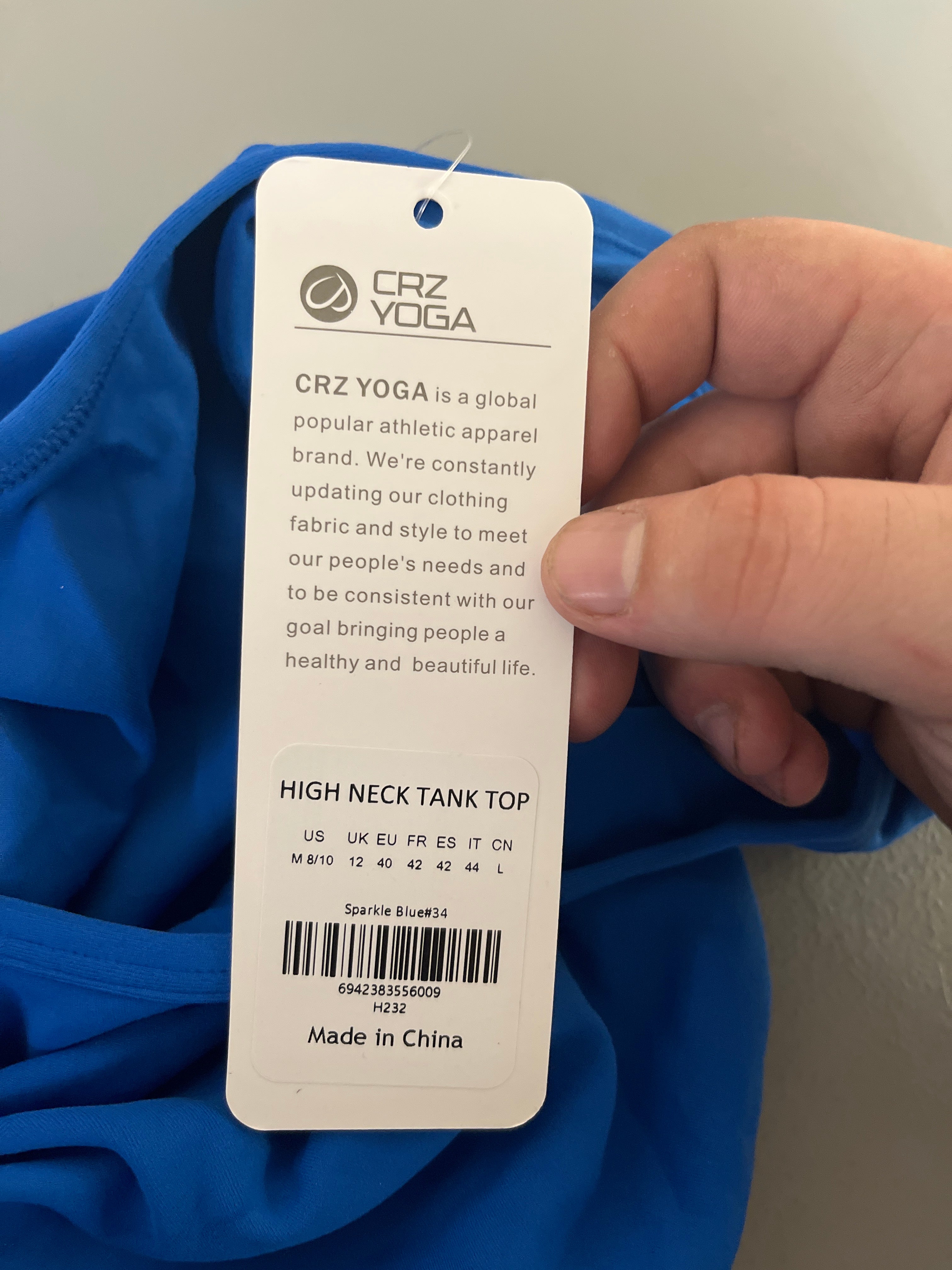 CRZ yoga blue high neck tank top