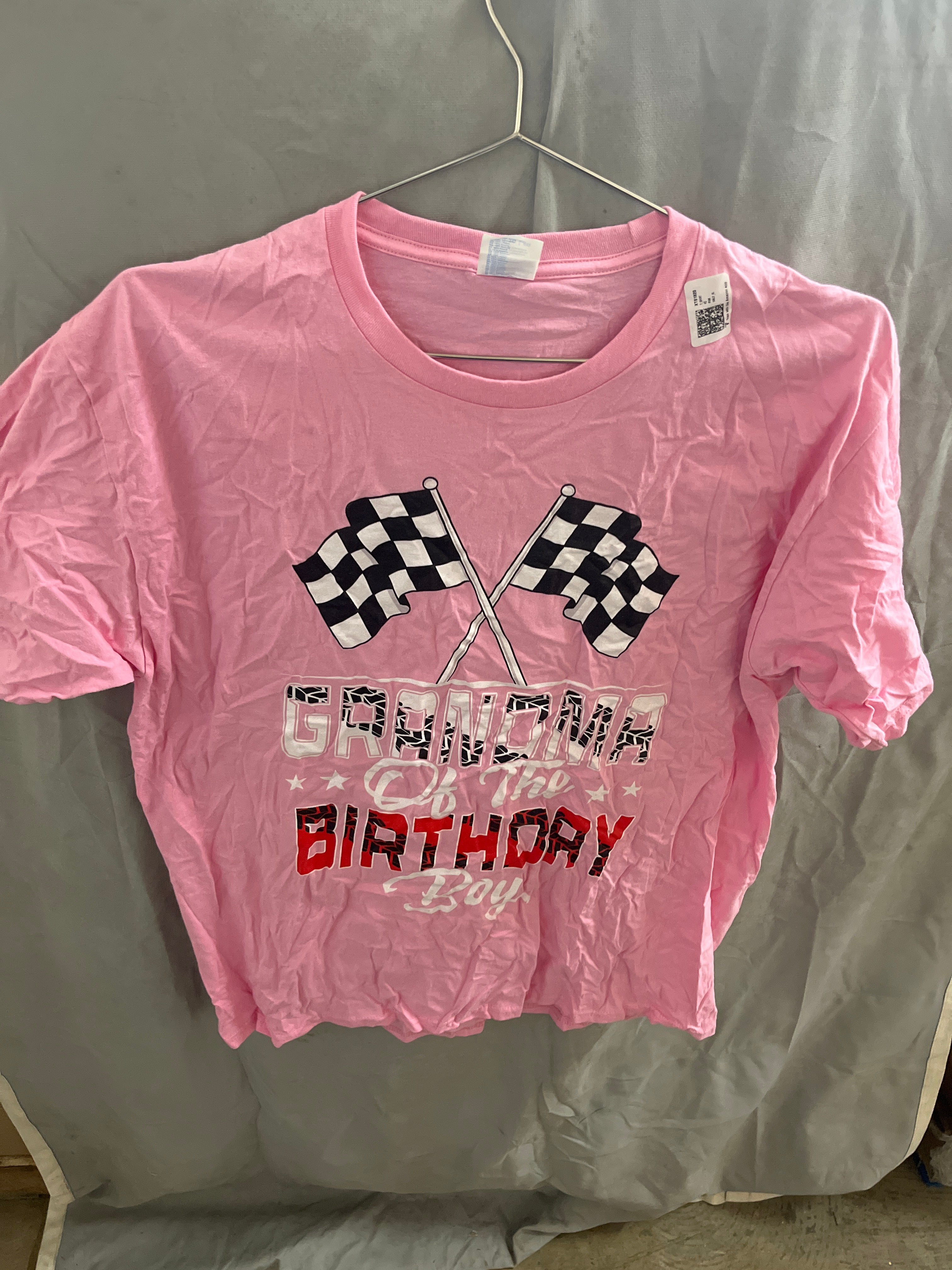 Grandma of the birthday boy pink Tshirt