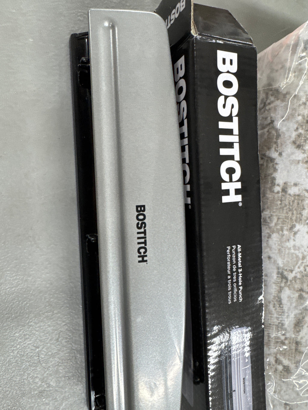 Bostitch Office Premium 3 Hole Punch, 12 Sheet Capacity, Metal, Rubber Base, Easy-Clean Tray, Silver