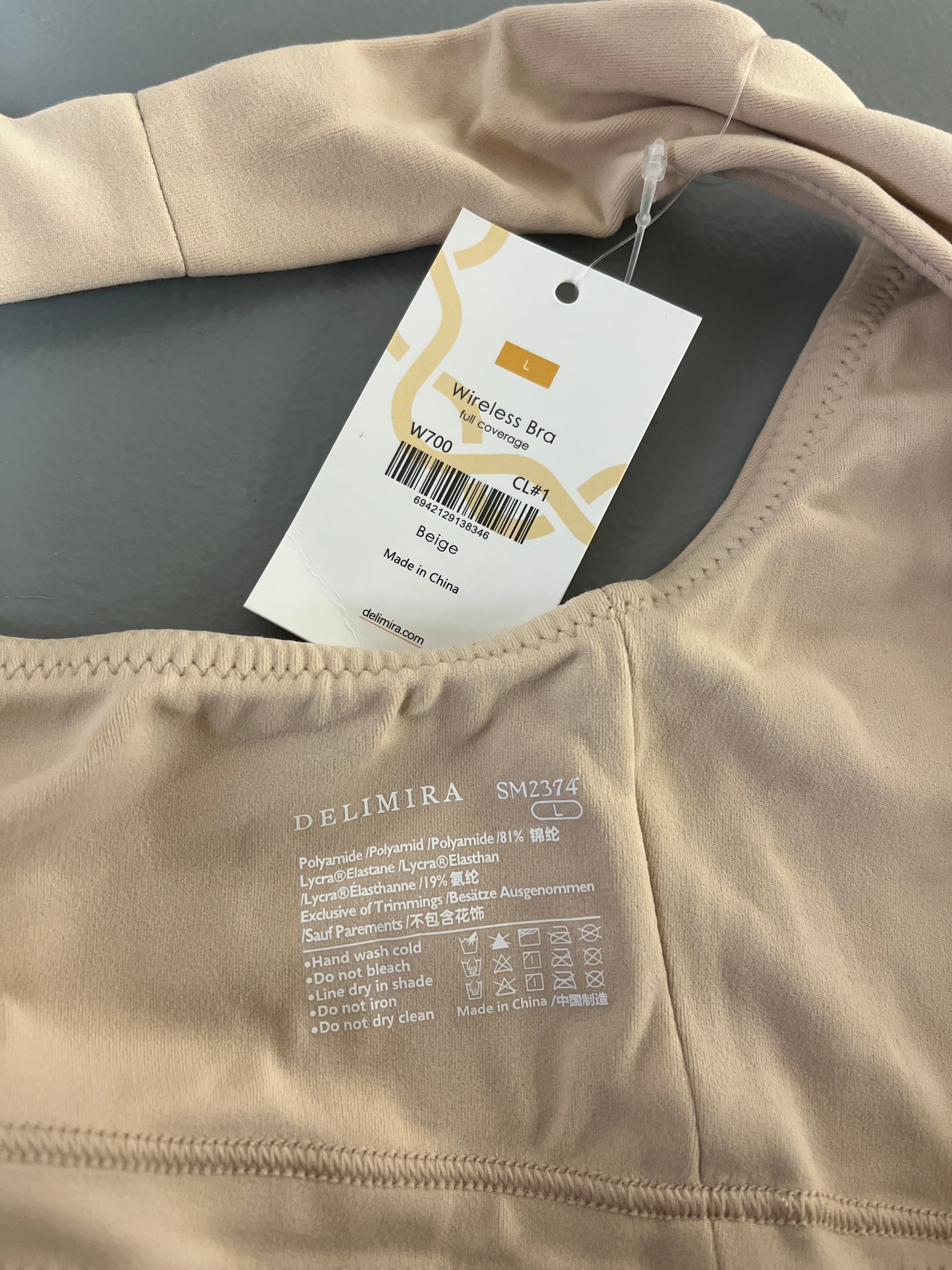 Delimira beige wireless bra