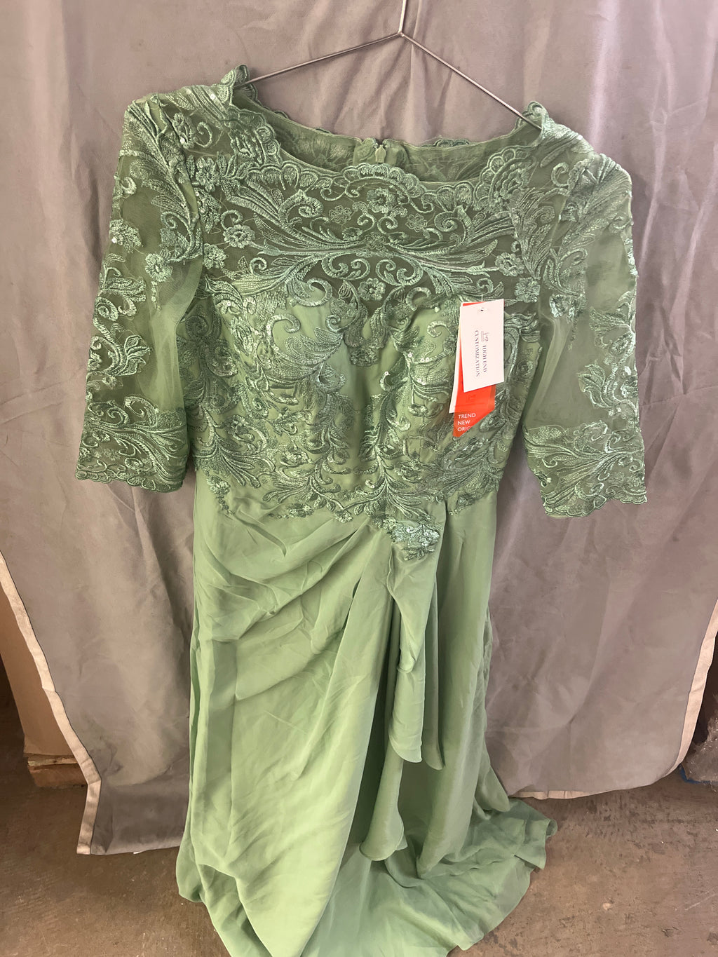 Green floral wedding dress