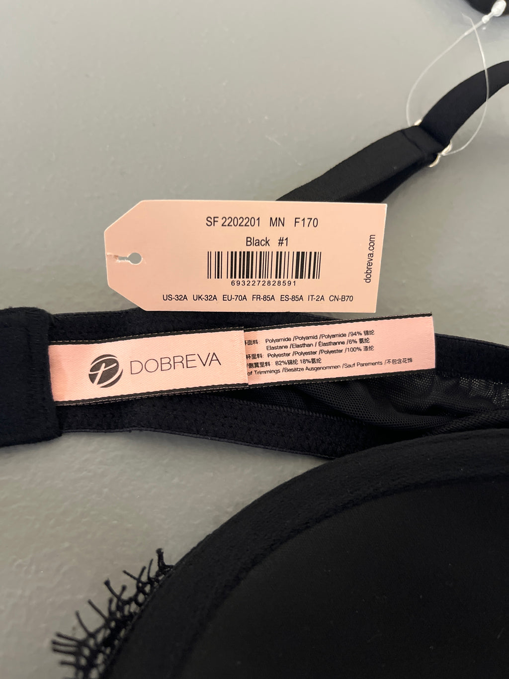 Dobreva black lace front bra