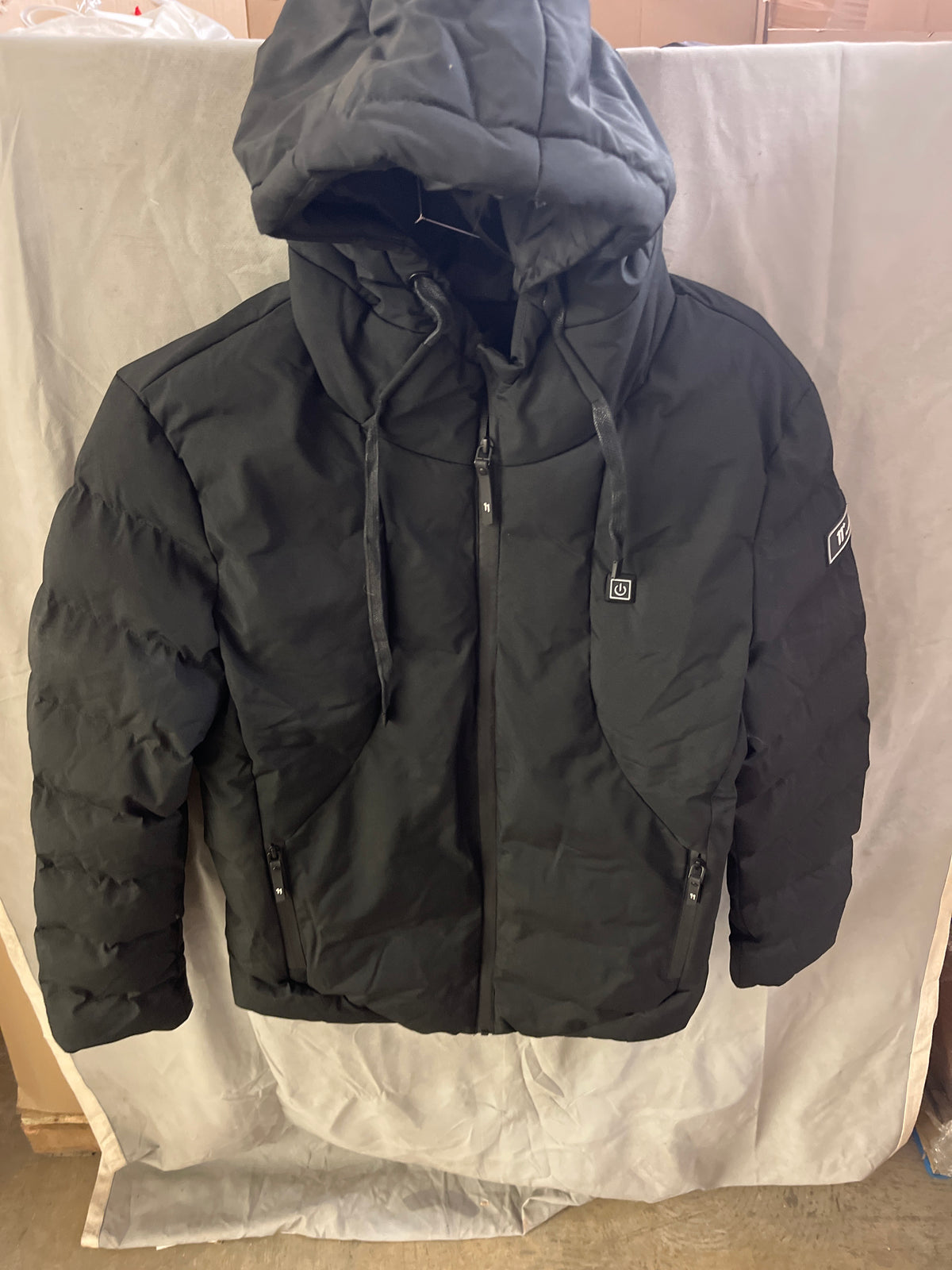 Black heated puffer jacket